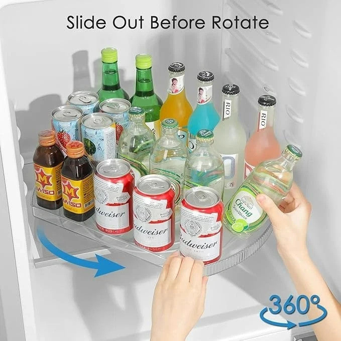 1 Piece Clear Lazy Susan Rotating Turntable Spicy Rack Fridge Organiser 16.5"