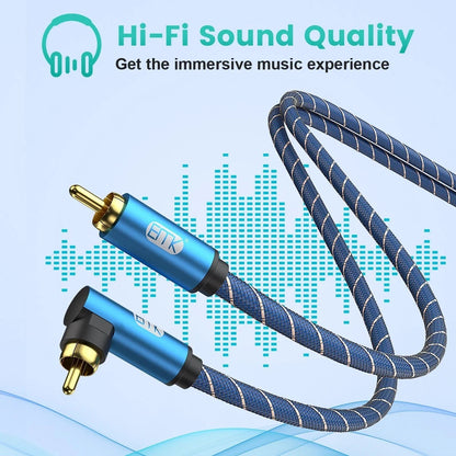 EMK Right Angle Subwoofer Cable 90 Degree RCA Cable Coaxial Audio Cable for TV