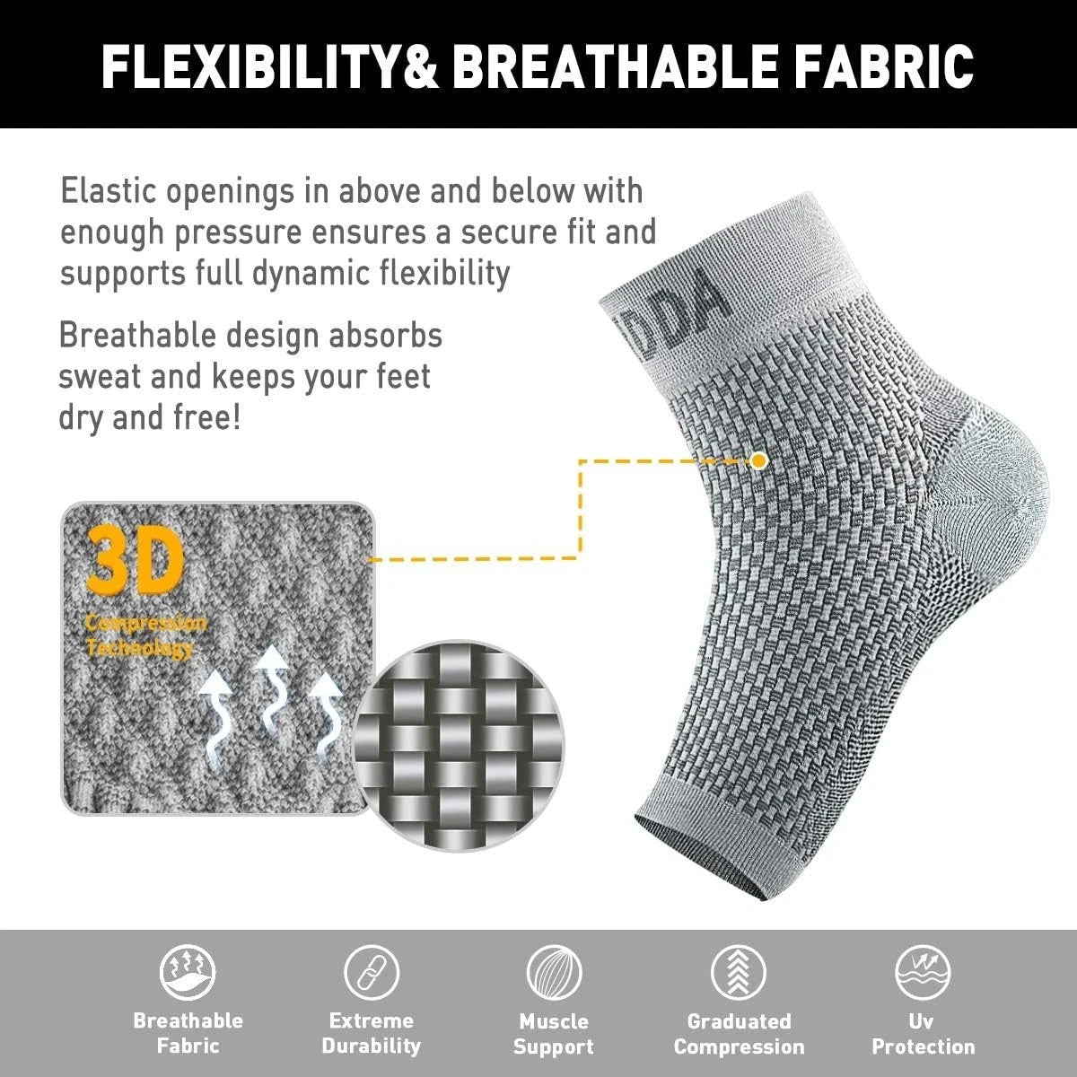 AVIDDA 2 Pack Ankle Support Brace for Men and Women, Compression Sleeve Socks M