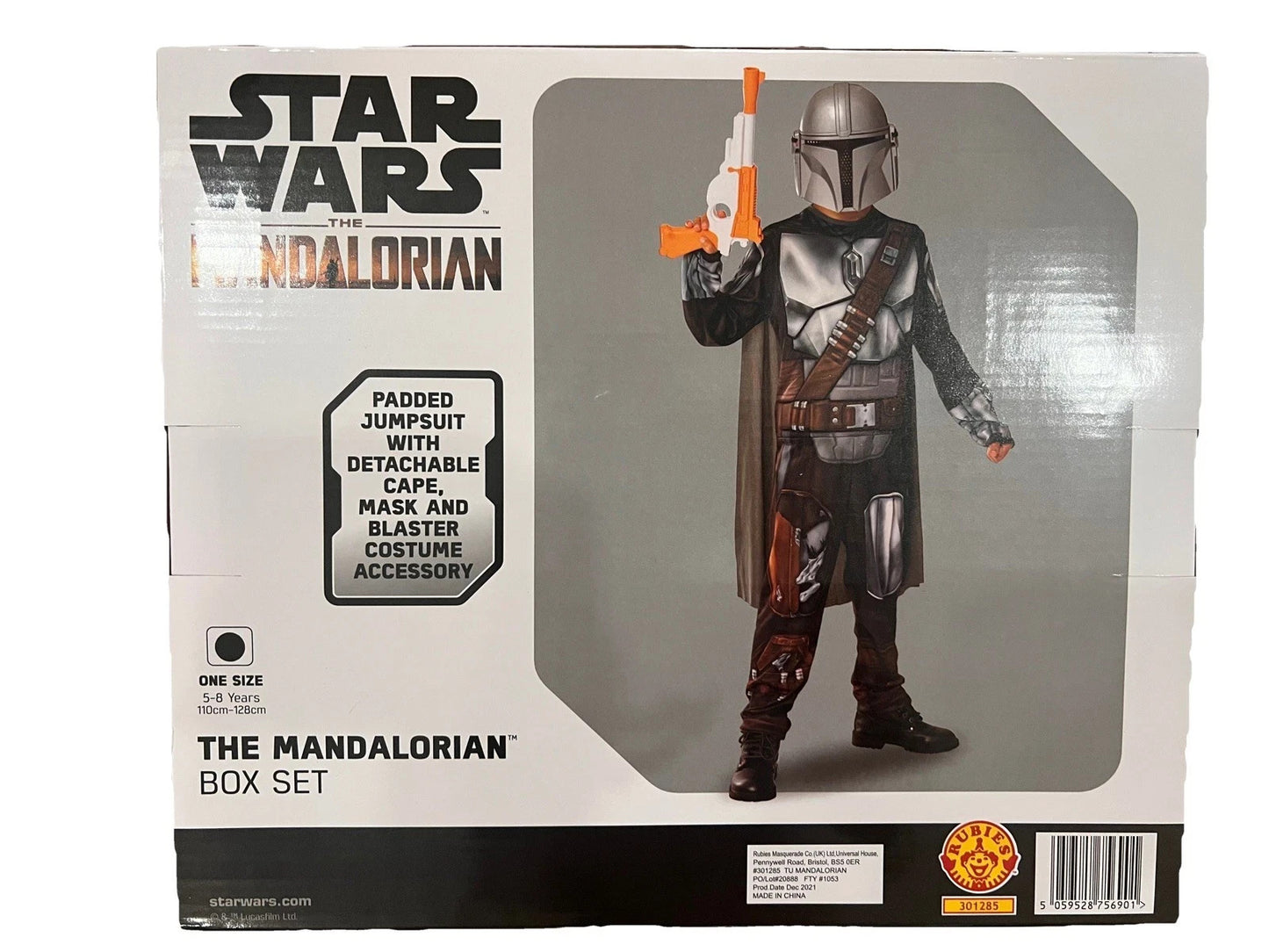 Star Wars The Mandalorian Kids Fancy Costume with Toy Blaster 5 to 8yrs box set