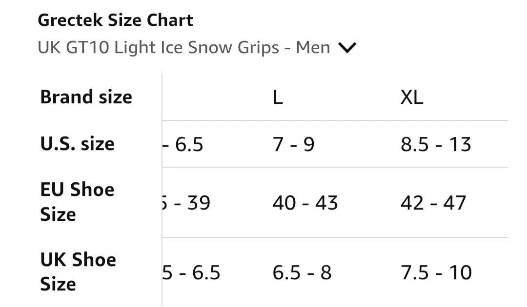 Grectek Gt10 Light Snow Ice Grips Overshoe Boot Cleat Crampons Anti-Slip Size L