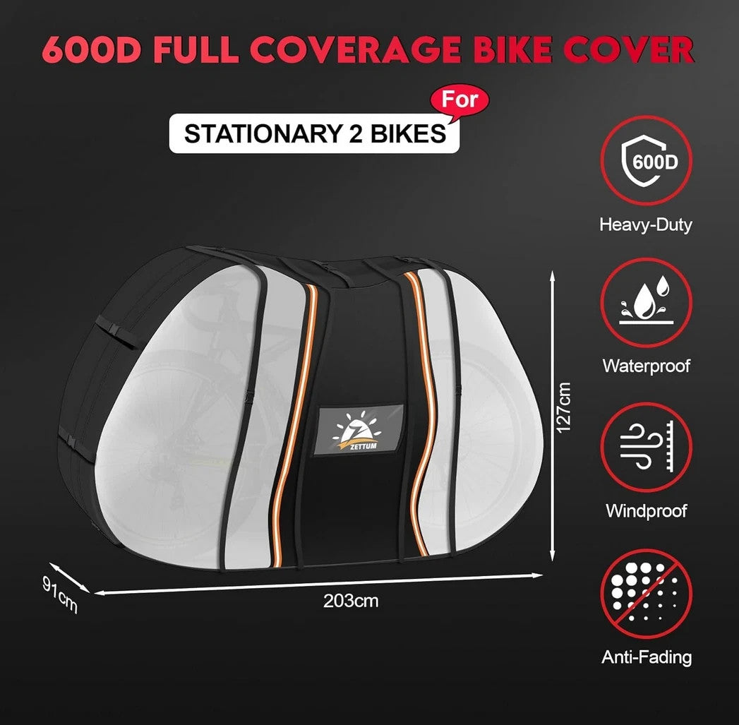 Zettum Transparent Full Bike Cover for 2 Bikes Waterproof Storage BNIB RRP £36