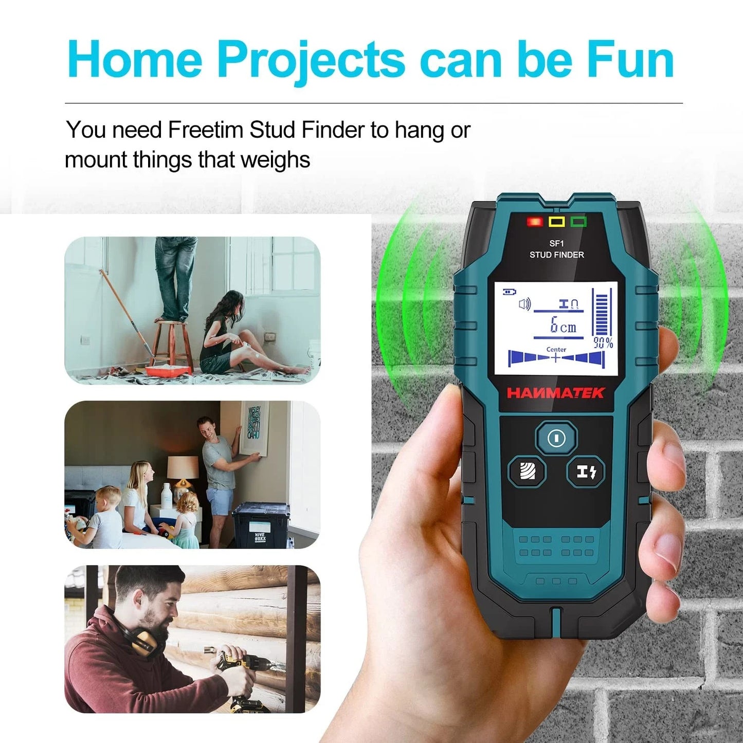 HANMATEK Stud Finder SF1 Wall Scanner 4 in 1 Electronic Stud Sensor RRP £27