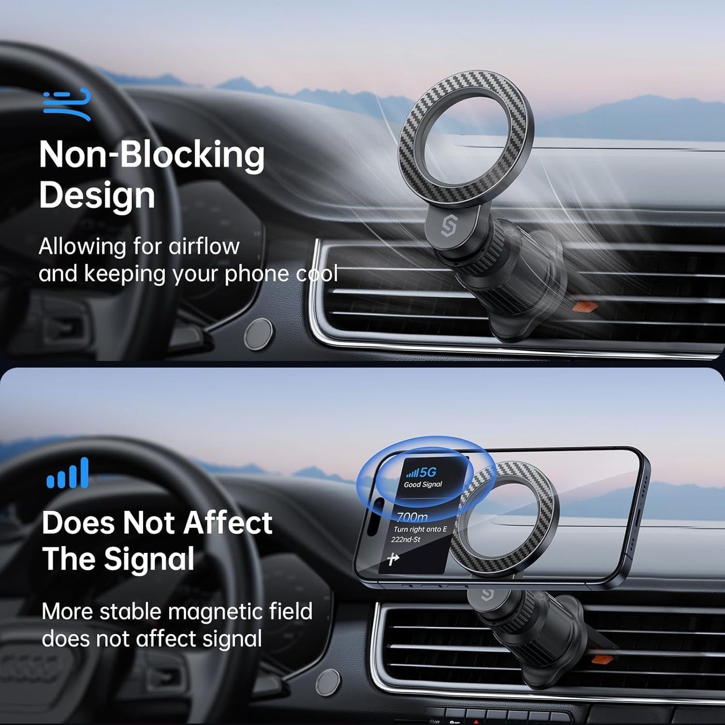 SYNCWIRE for MagSafe Air Vent Car Mount Flexible Rotation Magnetic Phone Holder