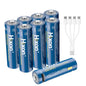 Hixon 1.5V USB-C AA Rechargeable Lithium Batteries 2550mWh Double AA - 8 Pack
