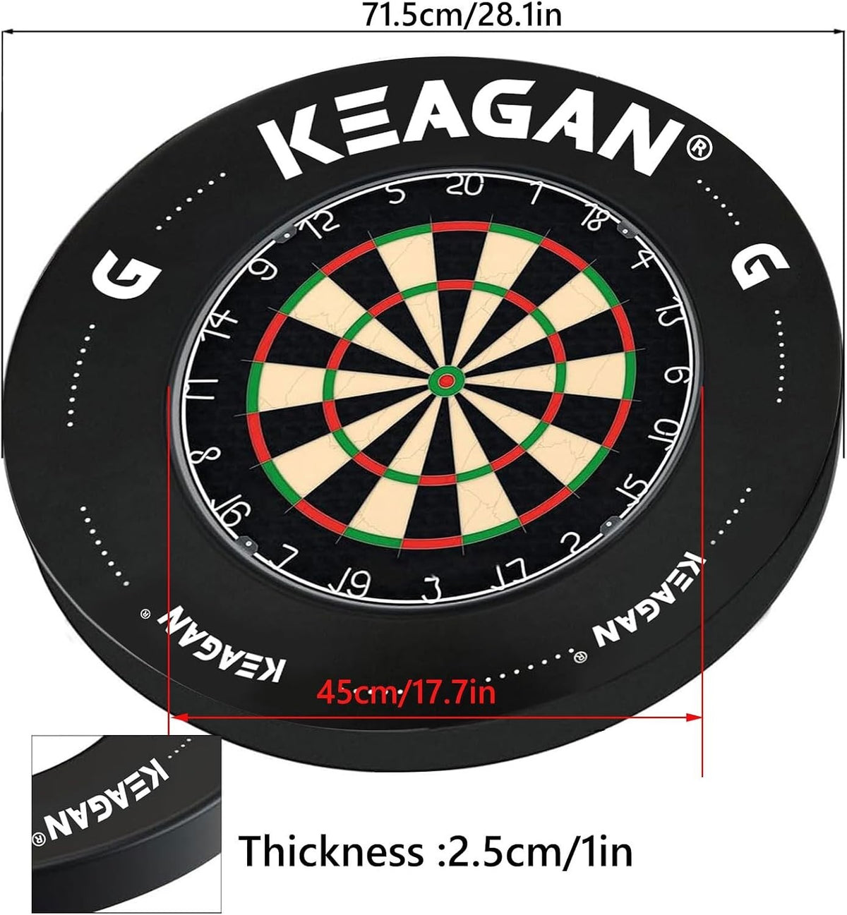PLAIN DARTBOARD SURROUND HEAVY DUTY BLACK RUBBER RING FOR DART BOARD