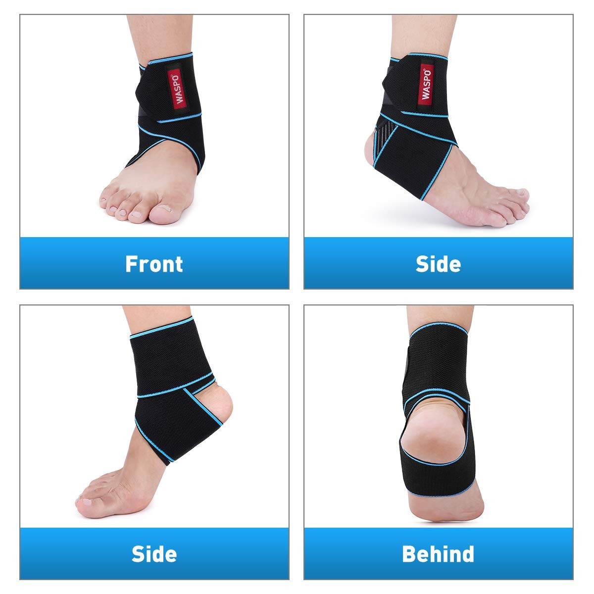 WASPO Ankle Support Brace Adjustable Ankle Brace Wrap Strap for Sports Protect