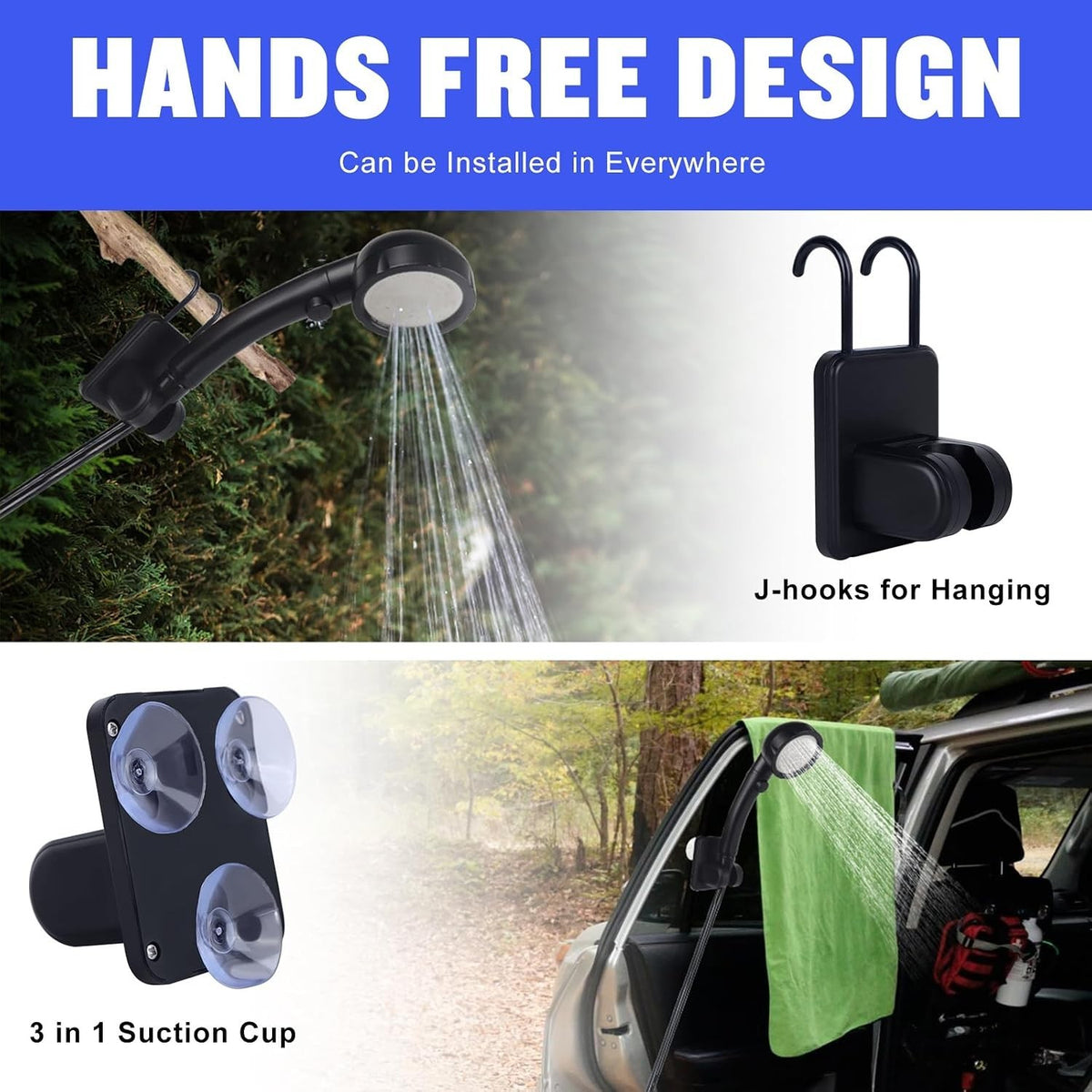 Portable Shower Camp Shower Camping Outdoor Shower Pump Electric Rechargeable UK