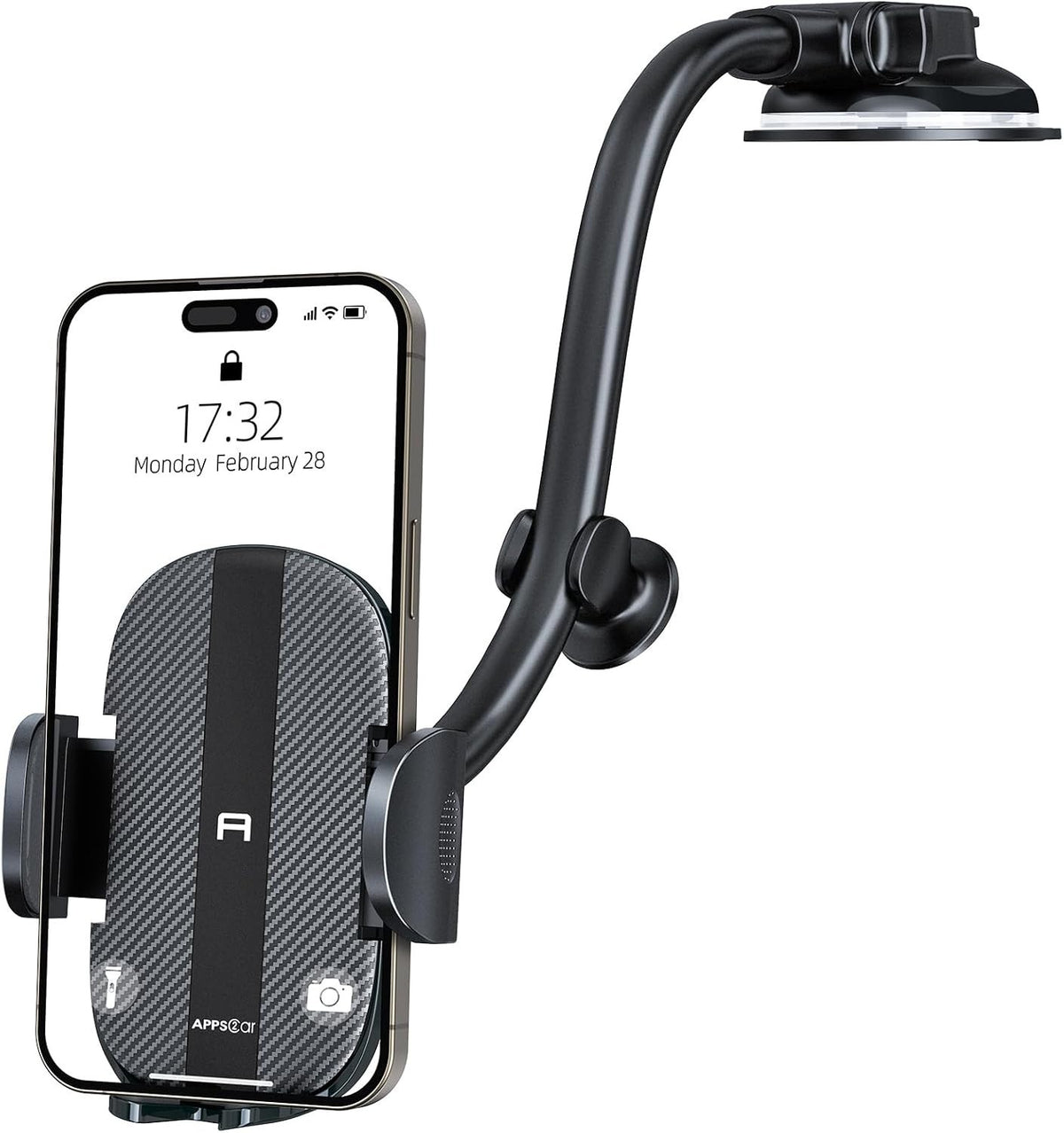APPS2Car Windscreen Phone Holder - Flexible Goose-neck Arm