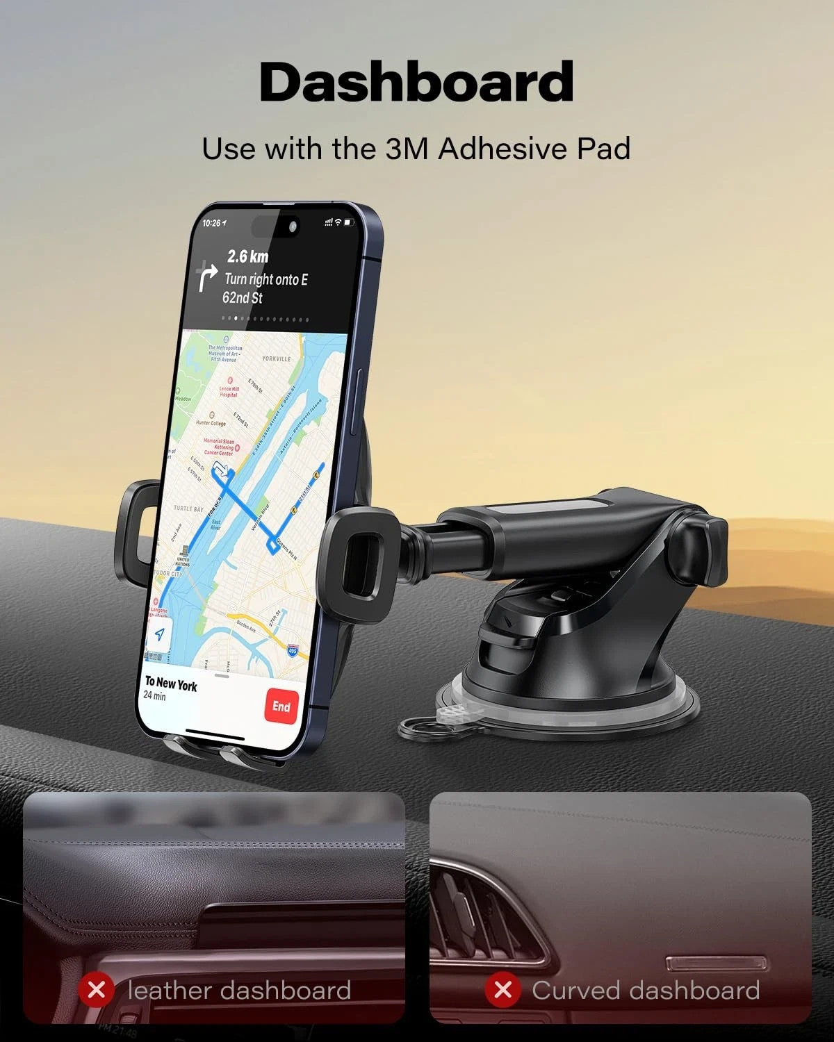 APPS2Car Car Phone Holder Dashboard Windscreen Sturdy Suction Cup Mount 360°