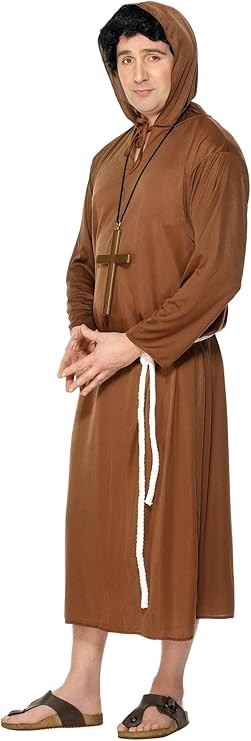 Adult Halloween Mens Monk Cosplay Robe Cloak Capes Friar Medieval Priest Costume