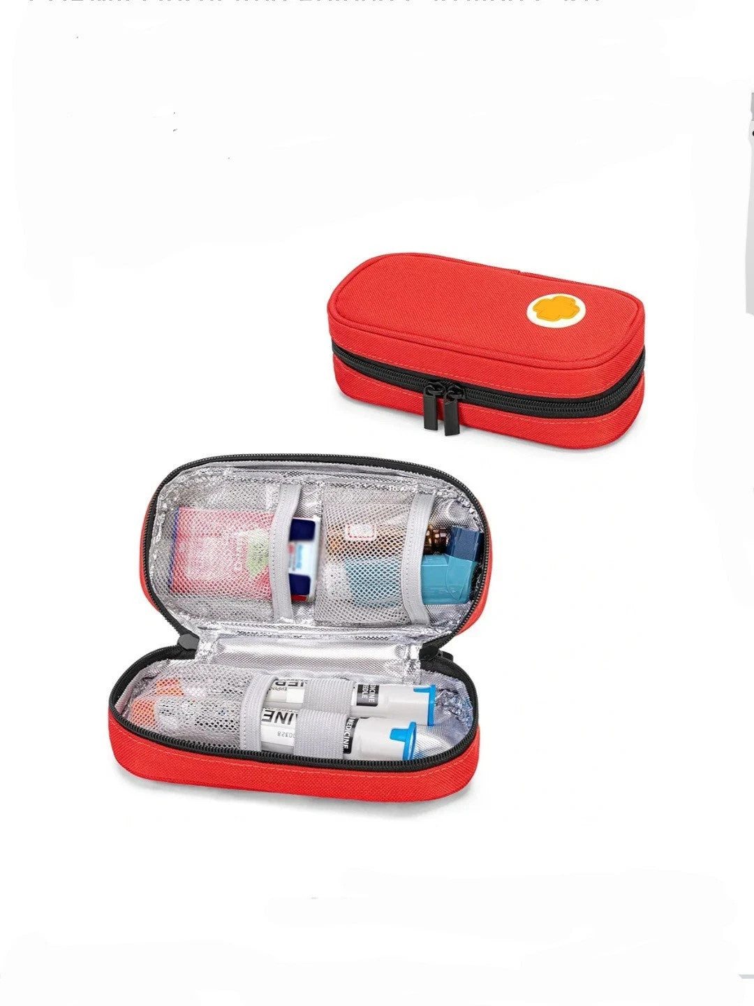 CURMIO Insulated Epipen Carrying Case, Medicine Supplies Storage Bag, Red