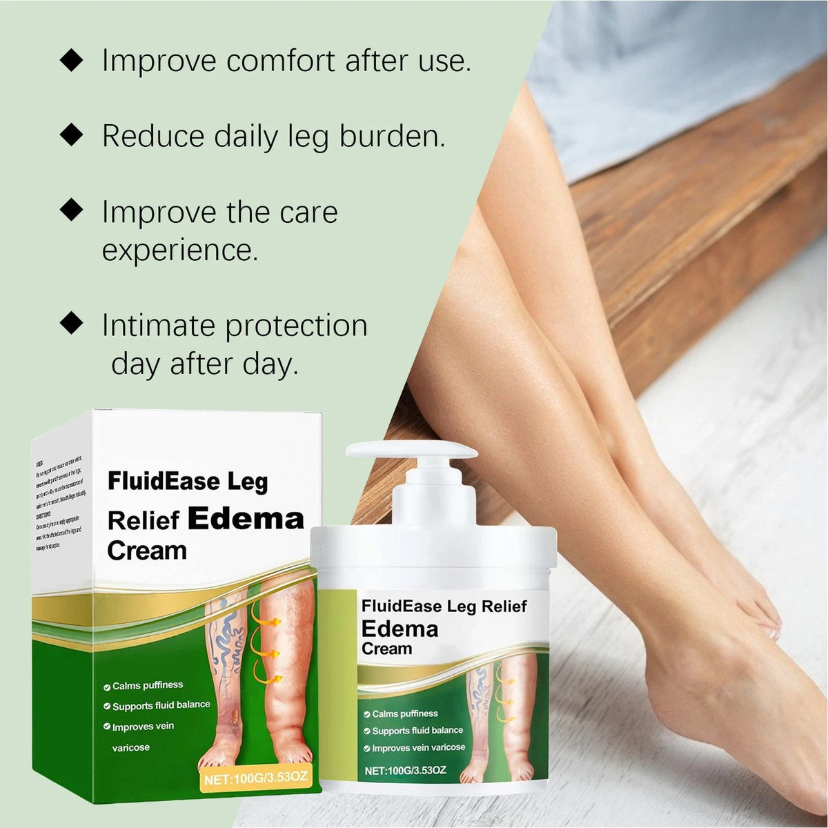 Leg Therapy Edema Cream, Anti Swelling Cream for Legs, Reduce Leg Swelling Natur