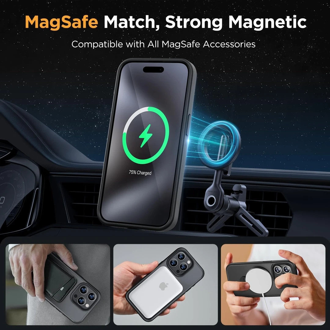 Miracase for iPhone 15 Pro Case: 360° Spin Magnetic Stand with MagSafe, Military