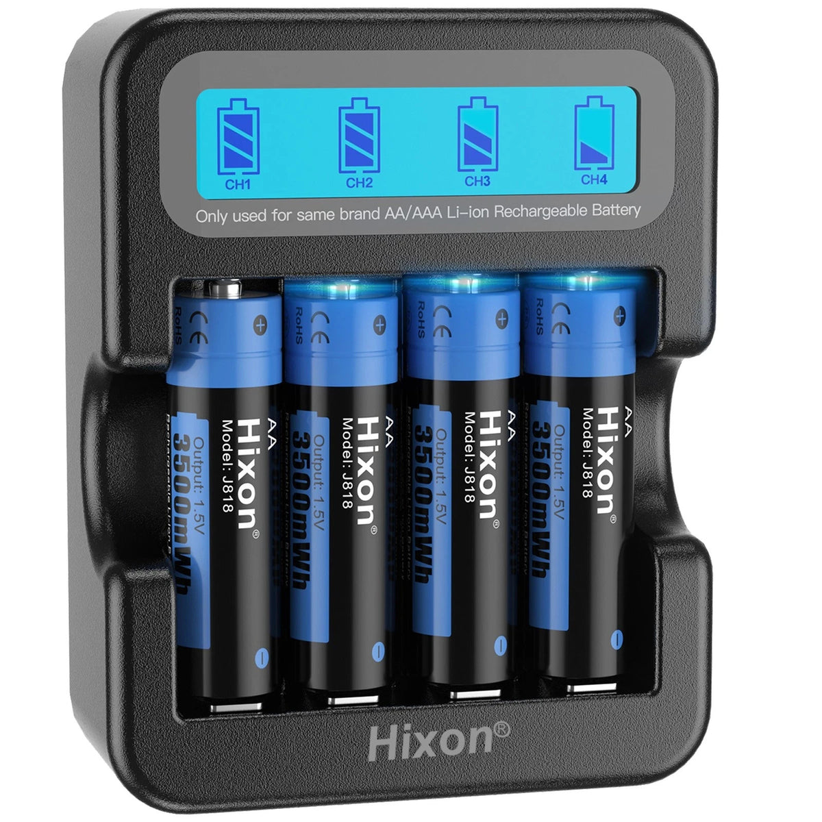 Hixon 1.5V AA Lithium Rechargeable Batteries 3500mWh AA Batteries x4 and Charger
