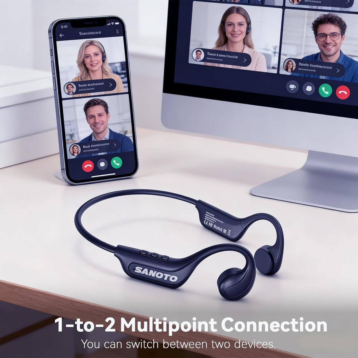 SANOTO Bone Conduction Headphones Open Ear Headphones Wireless - Box Opened