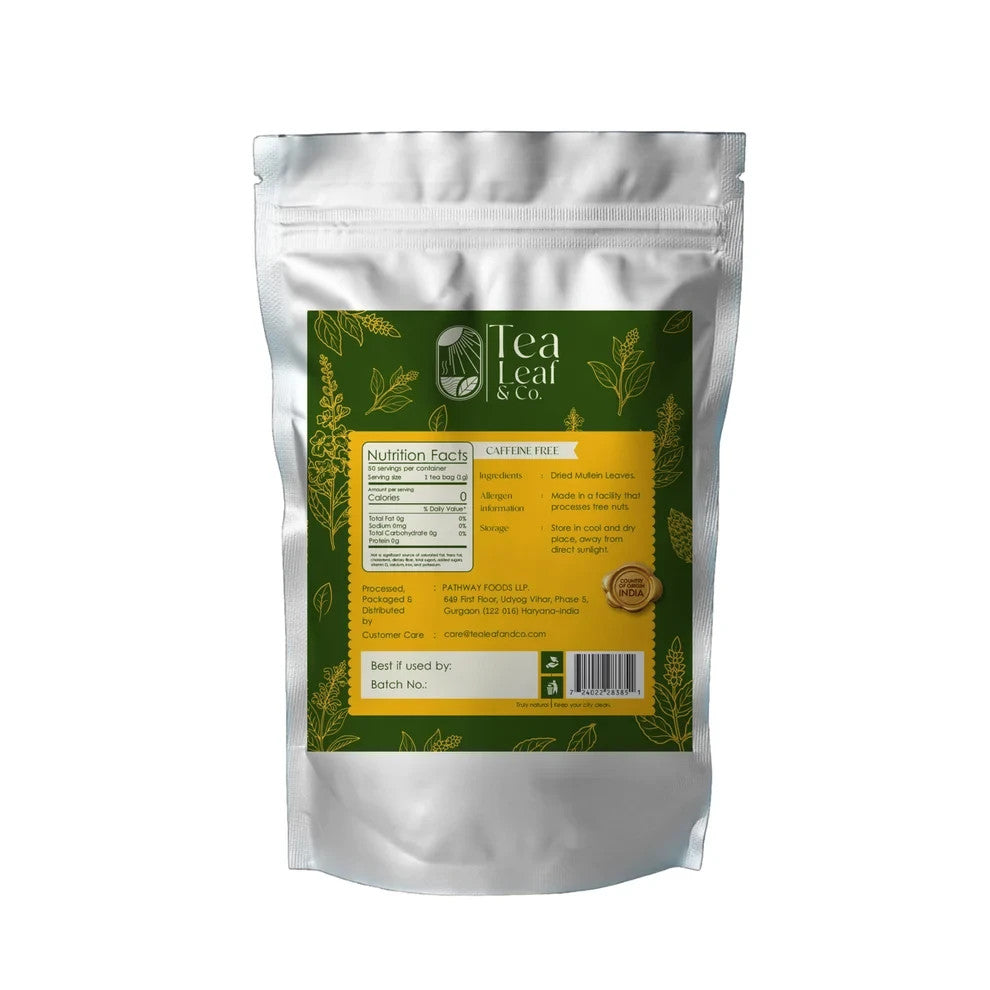 50 Bags Mullein Leaf Tea Bag Support Lung Cleansing & Detox, Digestive Health