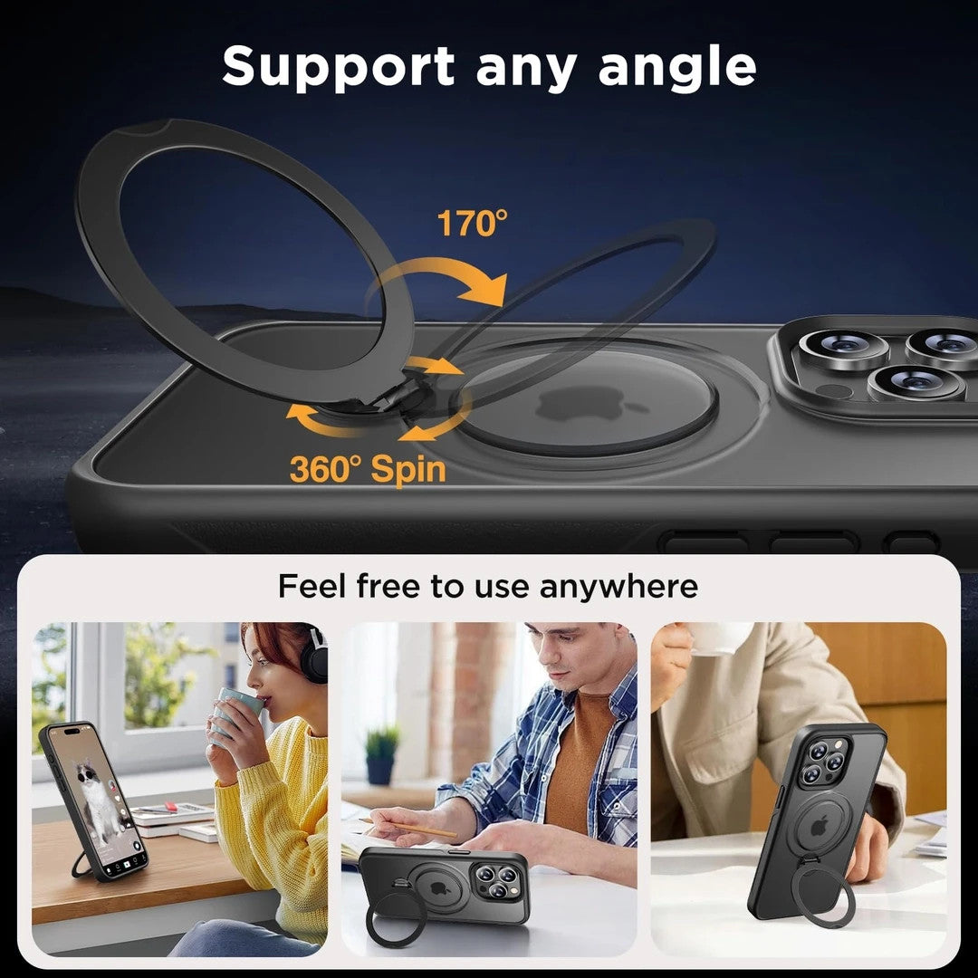 Miracase for iPhone 15 Pro Case: 360° Spin Magnetic Stand with MagSafe, Military