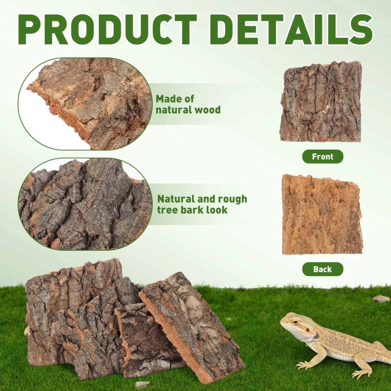 4Pcs Reptile Cork Bark Reptile Enclosure Background Cork Bark For Gecko