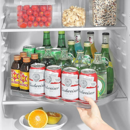 1 Piece Clear Lazy Susan Rotating Turntable Spicy Rack Fridge Organiser 16.5"
