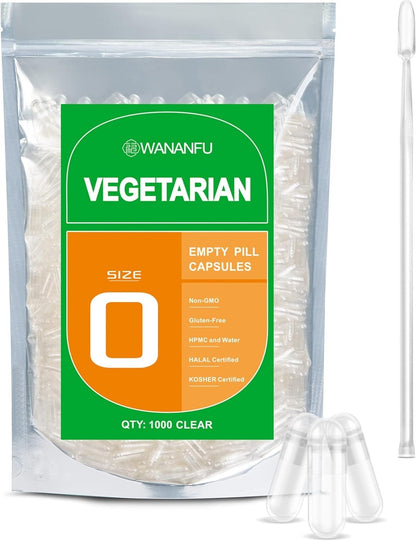 HPMC Empty Capsules Size 0# Vegan Clear Pharmaceutical Grade Caps UK