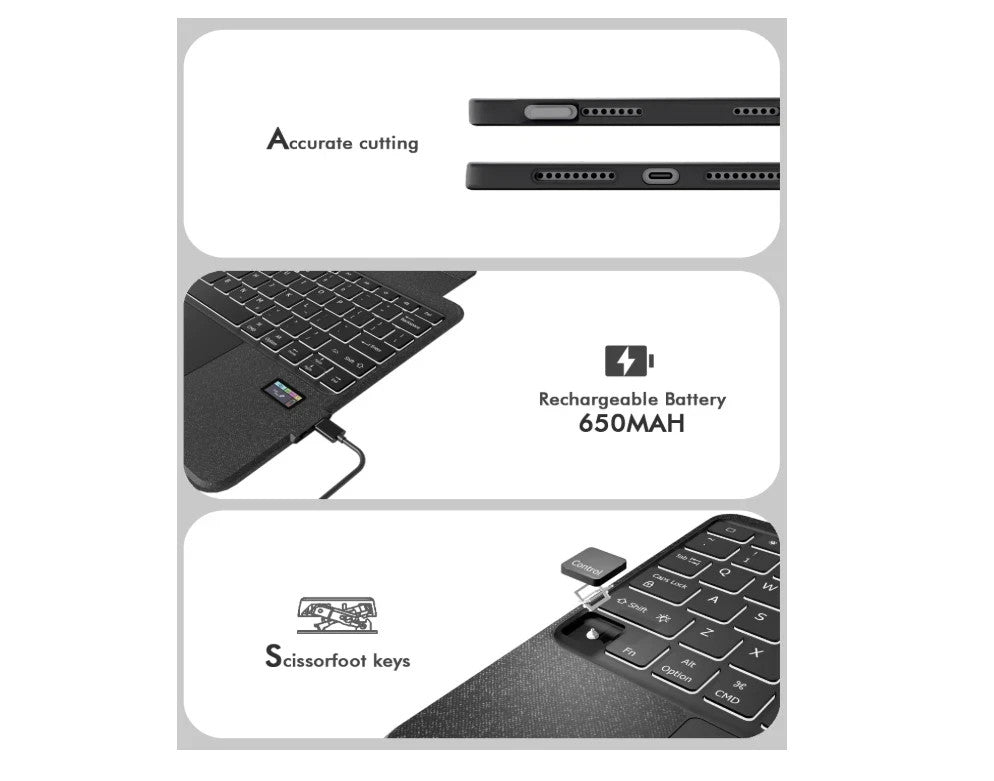 Doohoeek Bluetooth Keyboard Case w/LCD Screen Display for iPad Air 13 inch