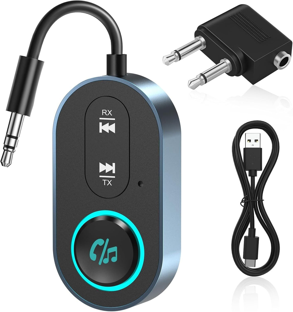 Bluetooth 5.3 Transmitter Receiver, Dual Pairing Wireless Car/Airplane Bluetooth