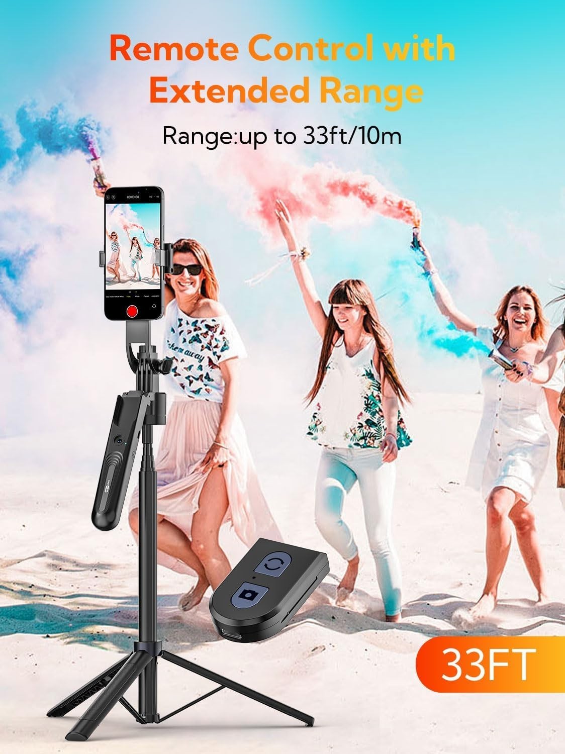 70" Phone Selfie Stick Tripod with Remote AI Auto Face Tracking 360° Rotation UK