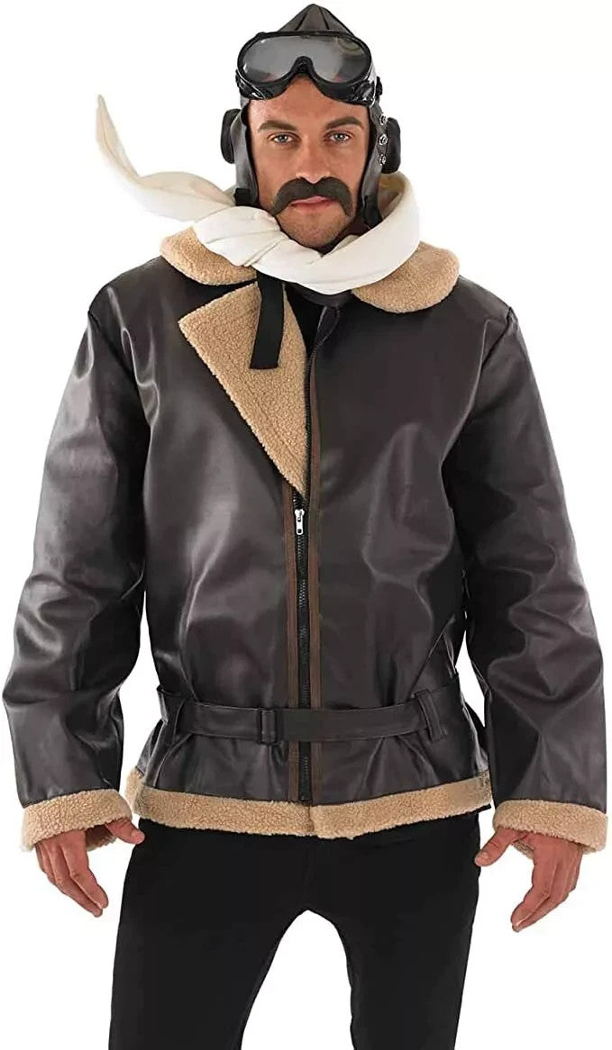 Mens WW2 Fighter Pilot Costume Adult 1940s Army Aviator Bomber Fancy Dress