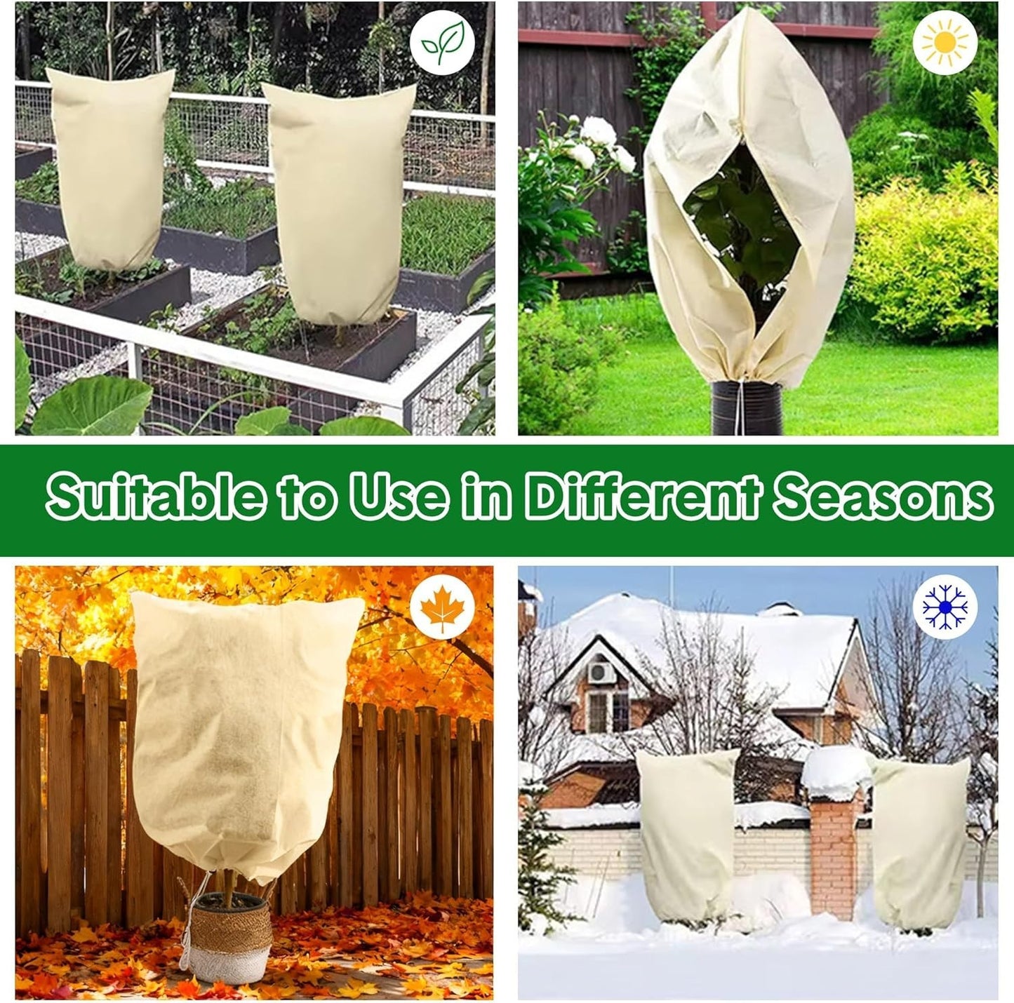 2 Pack Large Frost Protection Bag Plants Fleece Winter Garden Plant Cover - 70gs