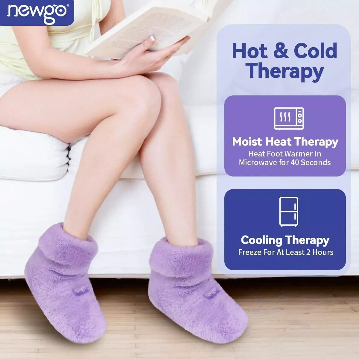 NEWGO Microwavable Booties and Feet Warmers *NEW* Heat Therapy Beige