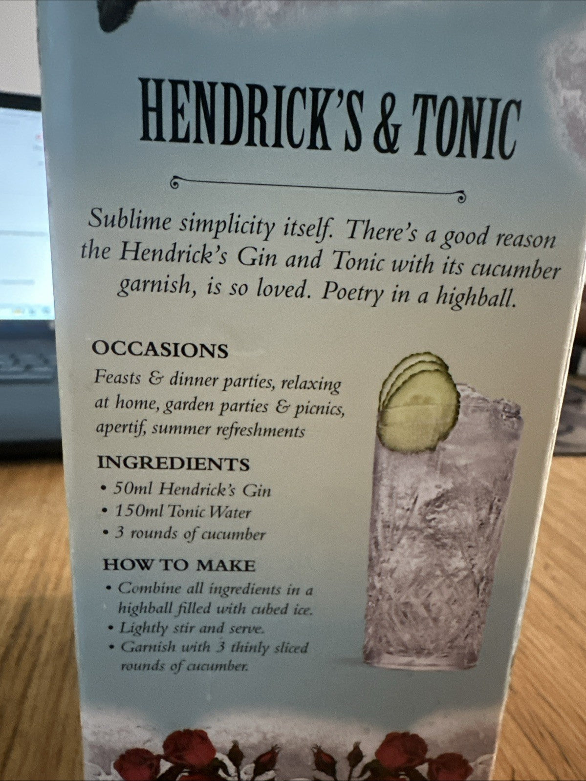 Collectable BOXED - Hendricks Gin highball Glass Escape the Conventional 