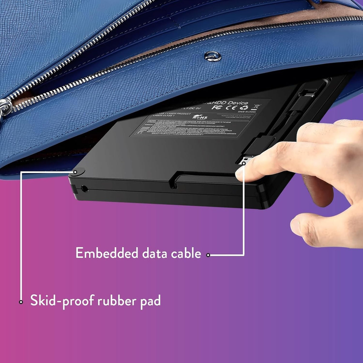 External CD DVD Drive for Laptop USB 3.0 Type-C Slim Portable Player CD DVD RW W