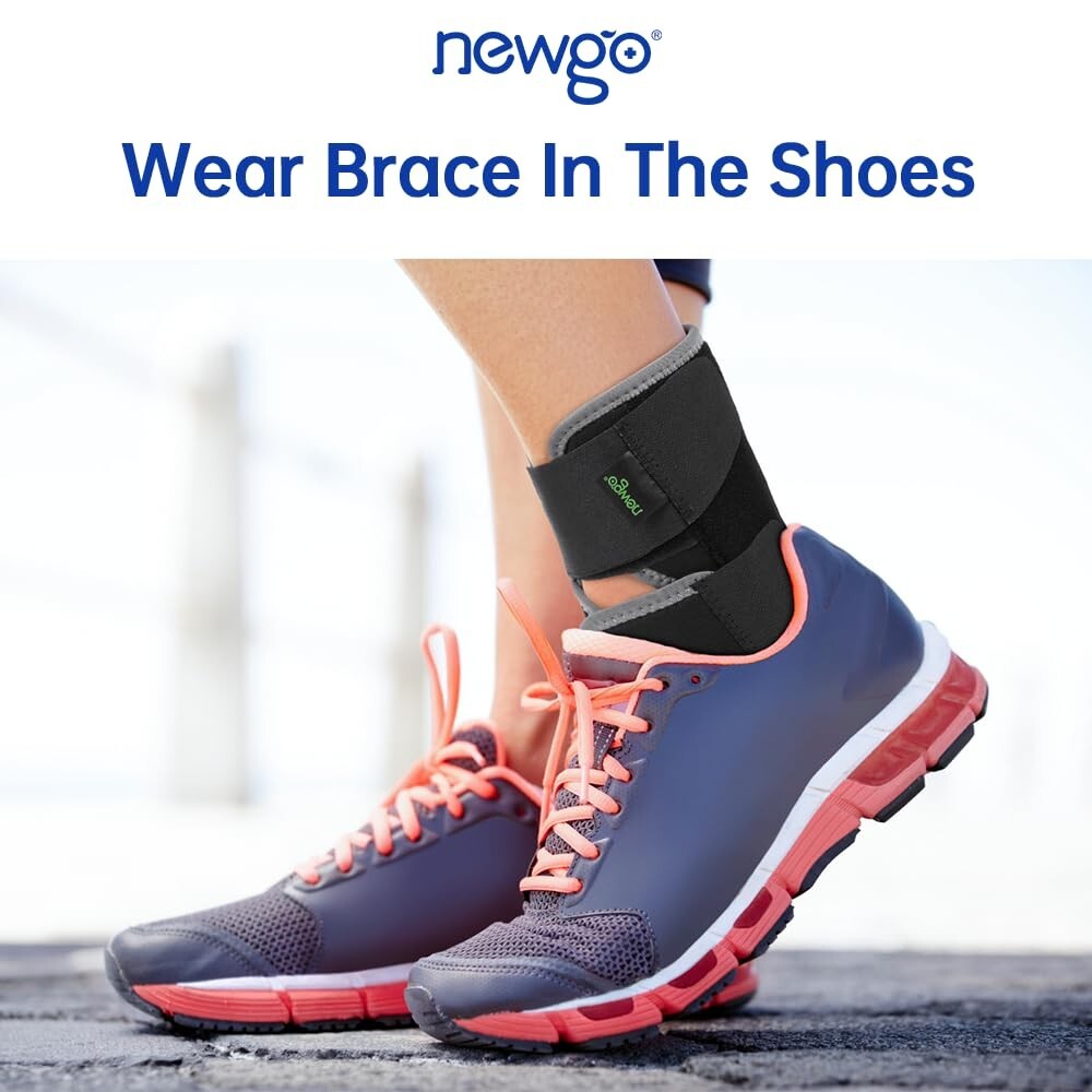 NEWGO Ankle Brace, Ankle Support Brace for Sprained Ankle with Plastic Support