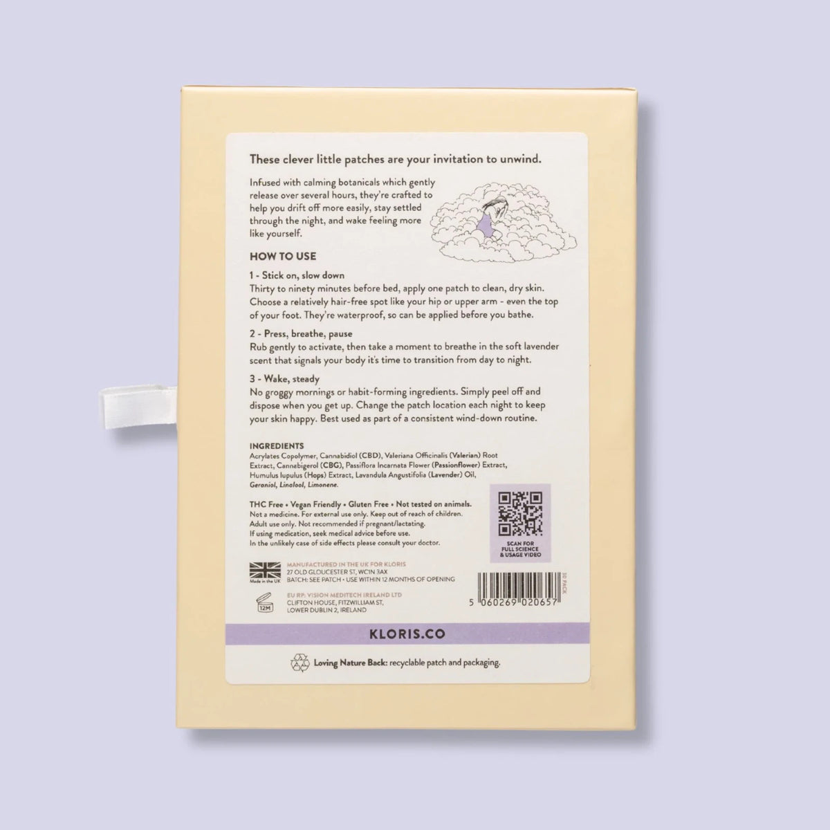 Kloris Sleep Time Patch 10mg - Biodegradable Waterproof - 30 Days