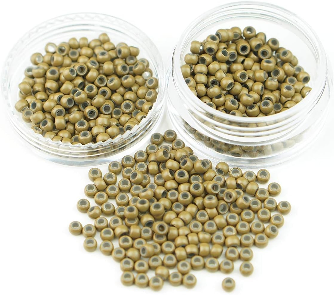 Nano Rings Beads 3mm Silicone Lined for Hair Extensions x 1000 UK Dark Blonde