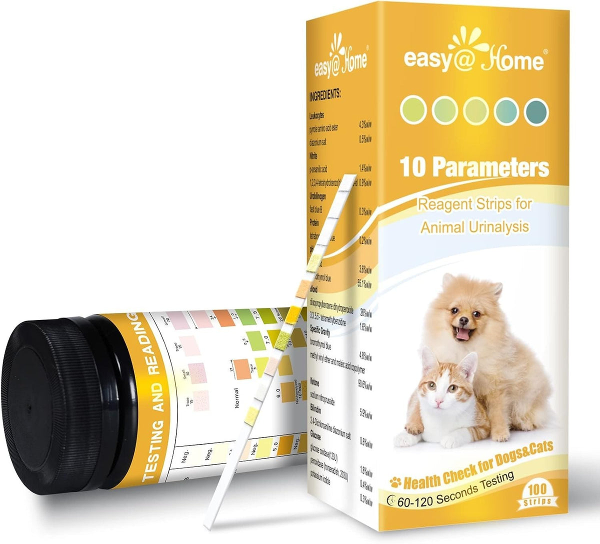 Pet Urine Test Strips 100 Vet Tests Cats, Dogs Diabetes, UTI, Kidney Infection