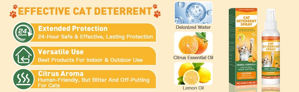 2 Pack Cat Deterrent Spray for Indoor & Outdoor– Cat Repellent Spray for Scra