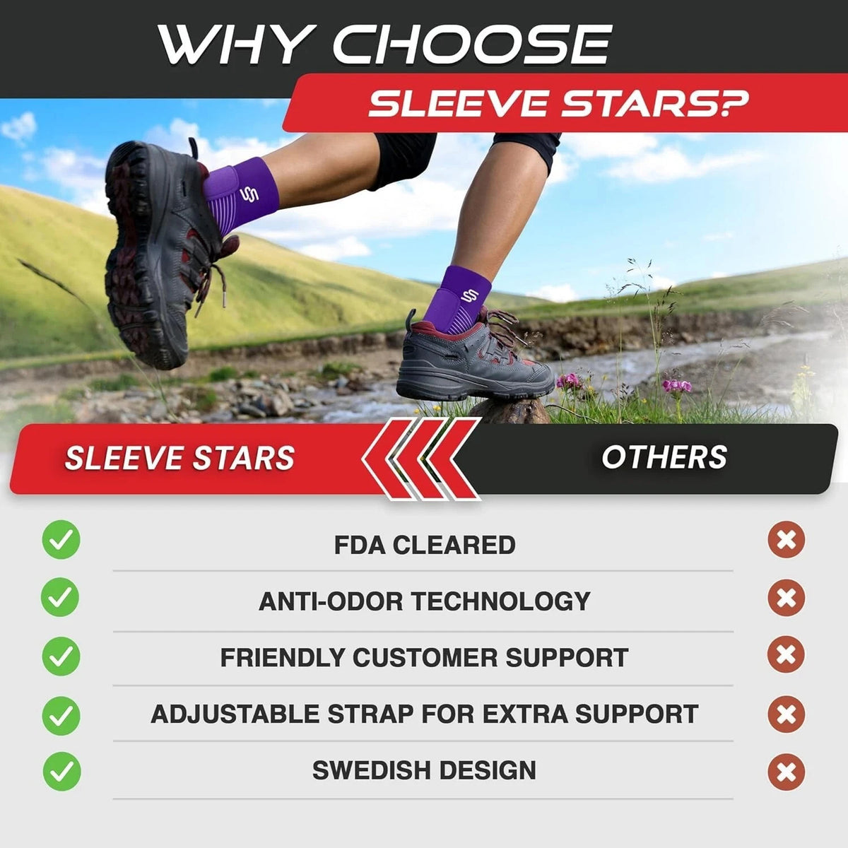 Sleeve Stars Ankle Brace Achilles Tendonitis Support Foot & Plantar Fasciitis