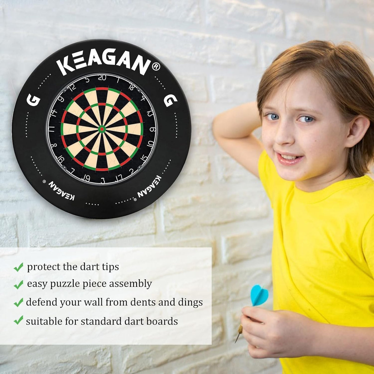 PLAIN DARTBOARD SURROUND HEAVY DUTY BLACK RUBBER RING FOR DART BOARD