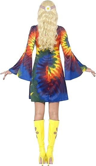 1960s Groovy Hippie Baby Fancy Dress Ladies Hippy Womens Costume 60s Outfit UK M