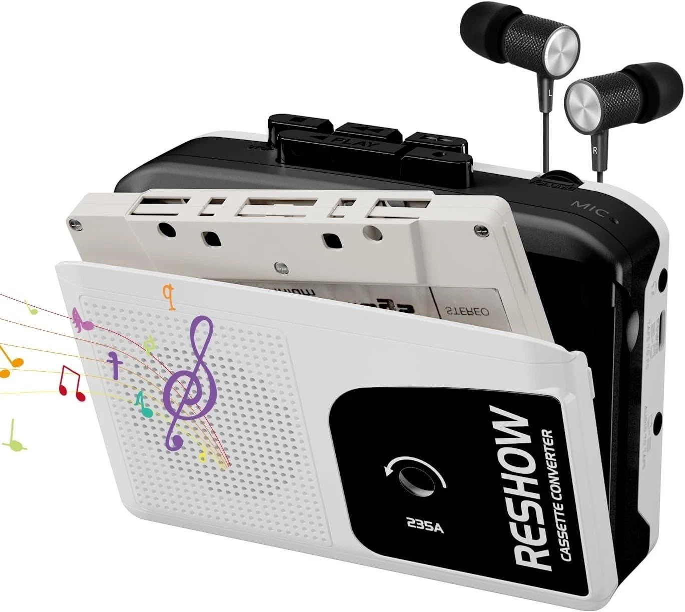 Reshow Cassette Tape Player & Digital Converter - Portable MP3 Converter for PC/