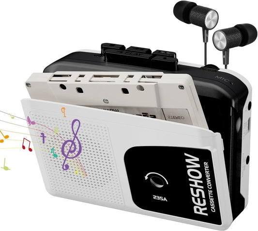 Reshow Cassette Tape Player & Digital Converter - Portable MP3 Converter for PC/