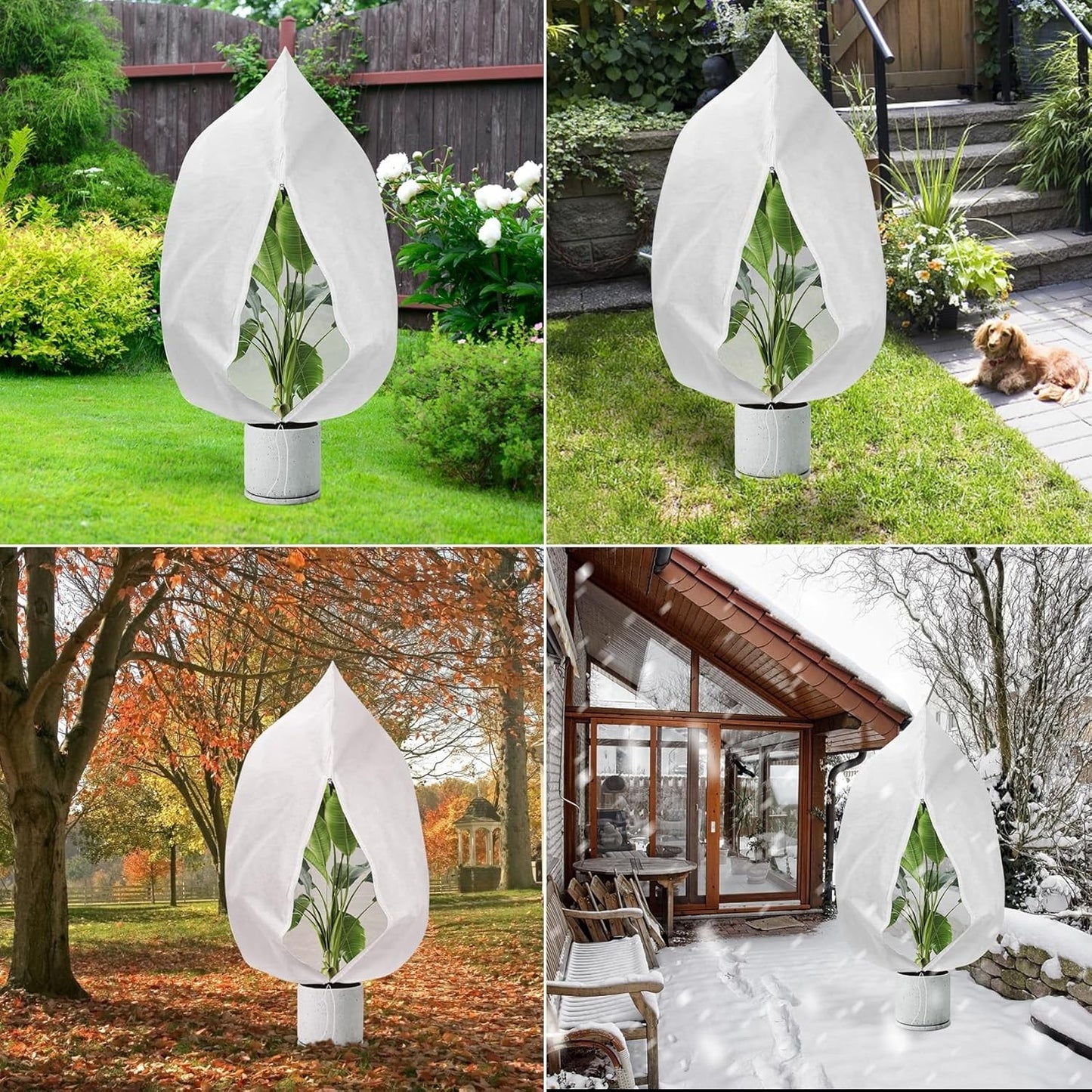 8 x Plant Frost Protection Covers Warming Jacket Bag Fleece Washable 80 x 100 cm