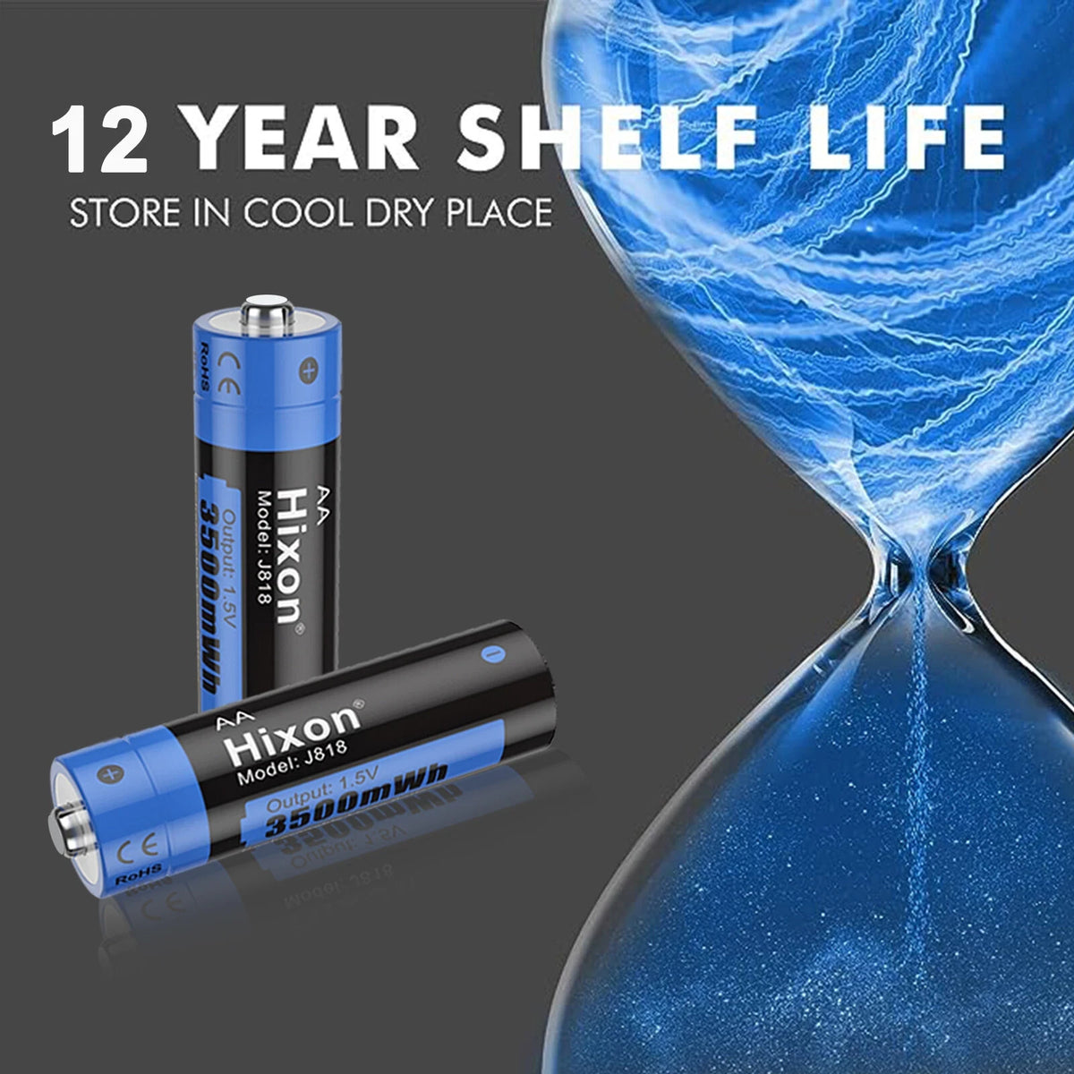 Hixon 1.5V AA Lithium Rechargeable Batteries 3500mWh AA Batteries x4 and Charger