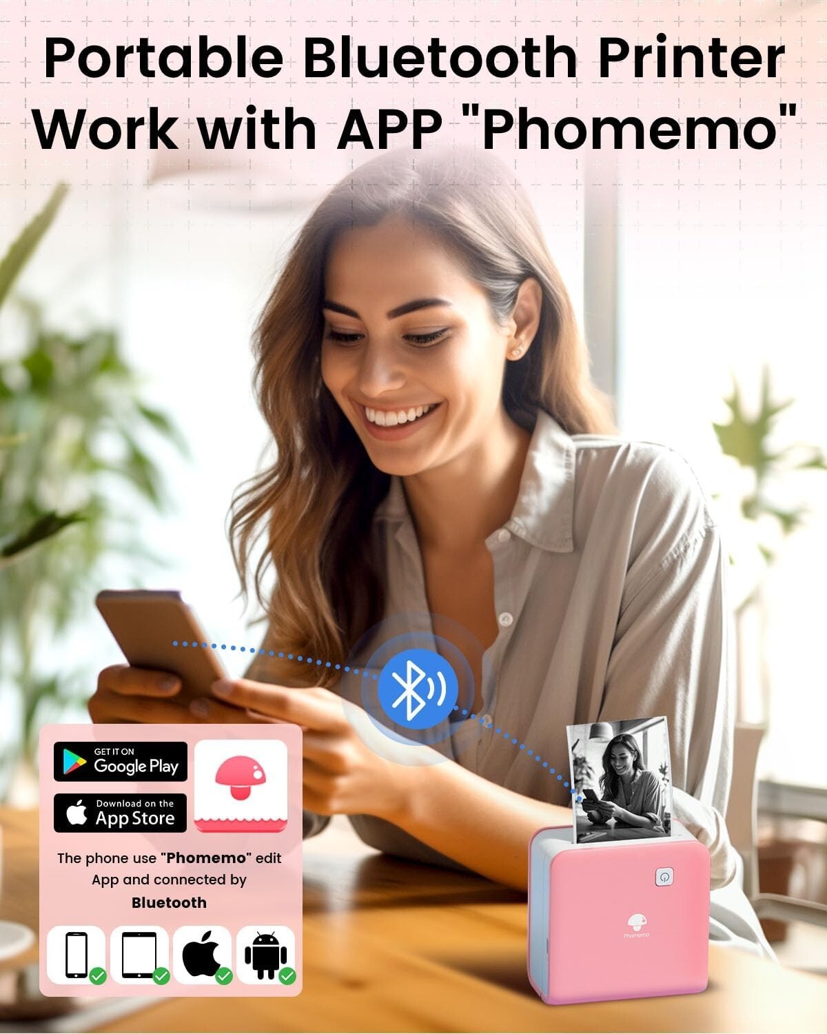 Phomemo M02 Bluetooth Mini Pocket Thermal Printer Sticker Wireless New