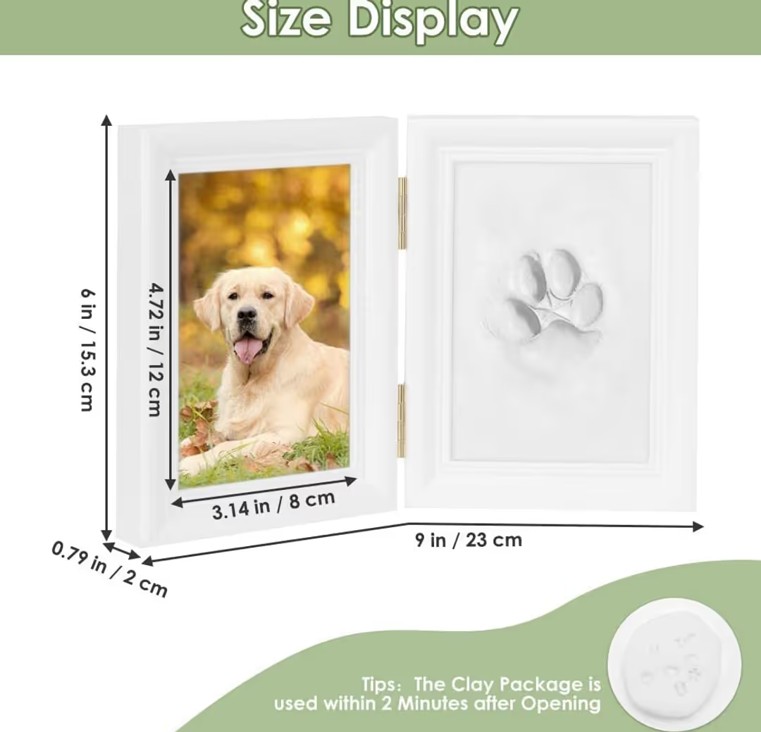 Baby Dog or Cat Paw Print Keepsake Kit, Pet DIY Clay Photo Frame,Dog Me