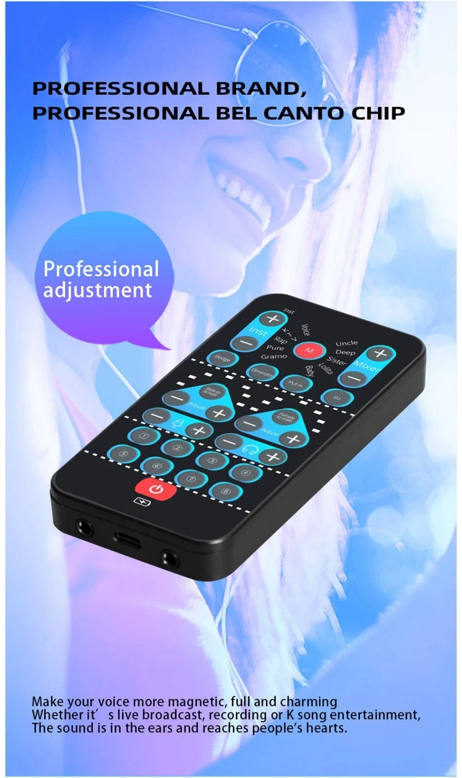 Mini Voice Changer Device Bluetooth Sound Effects for PC iPhone Android Tablet
