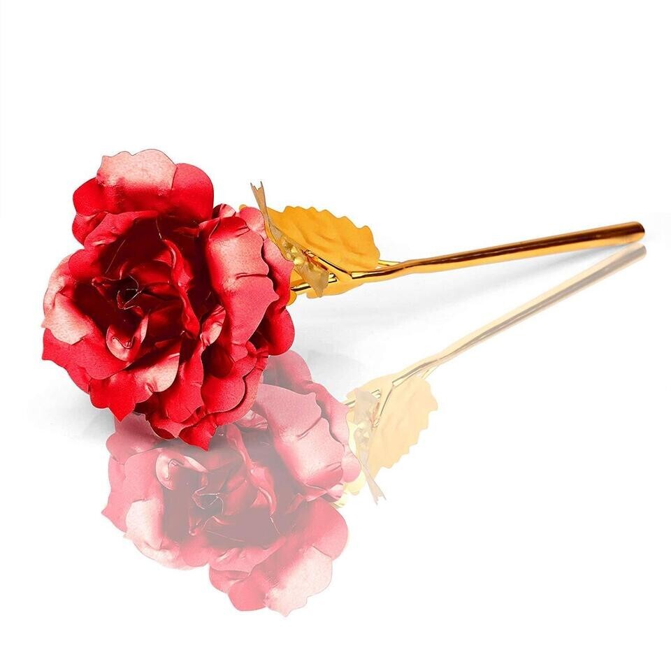 2x Beferr Crystal Rose Flower, Golden Galaxy Valentines Red Rose (2 boxes)