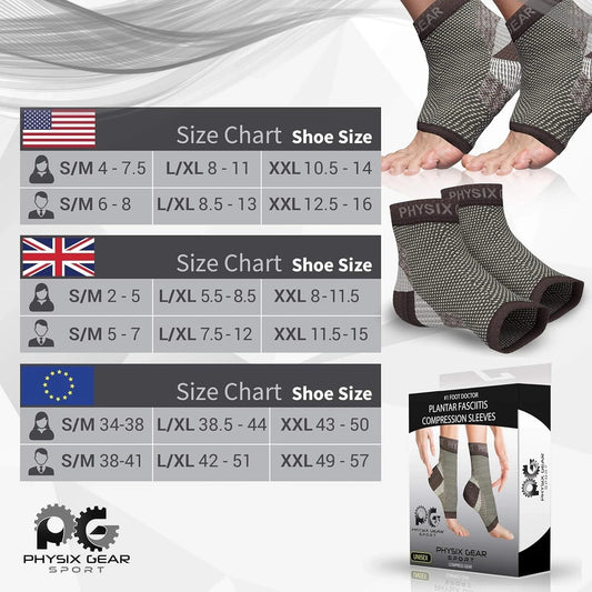 Plantar Fasciitis Compression Socks BY Physix Gear Sport , 1 prs size XXL